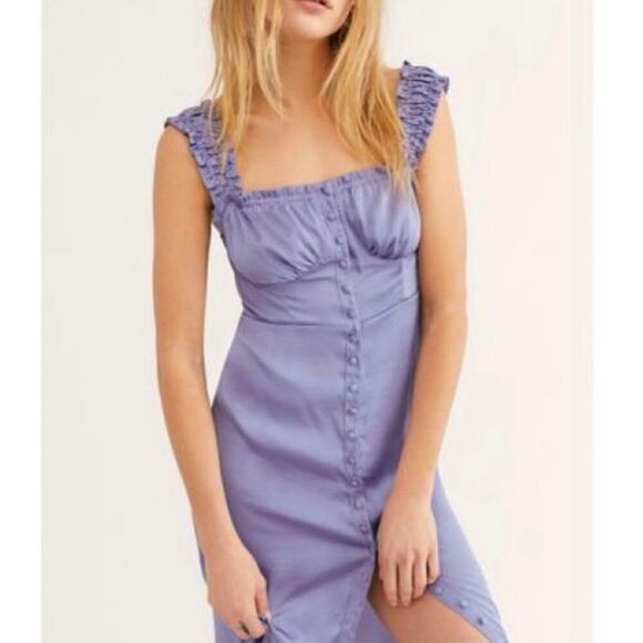 Free People Scorpio Shine Midi Dress Size Large Blue Lilac - Picture 5 of 14